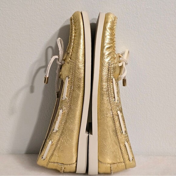 Michael Kors Blair Boat shoes Loafers Moccasin in GOLD metallic leather 8 - Picture 3 of 8